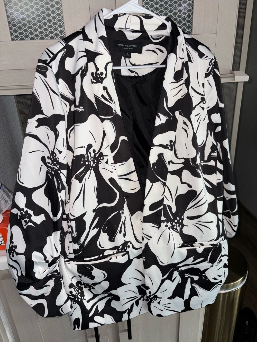 Marc New York Black and White Floral Blazer